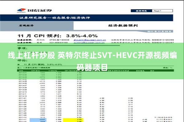 线上杠杆炒股 英特尔终止SVT-HEVC开源视频编码器项目