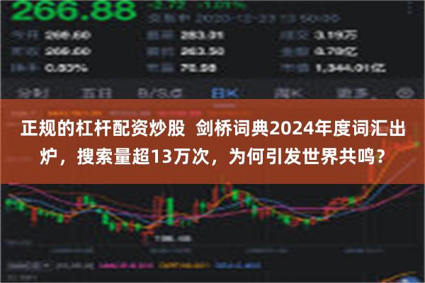 正规的杠杆配资炒股  剑桥词典2024年度词汇出炉，搜索量超13万次，为何引发世界共鸣？