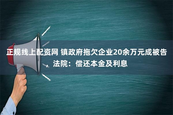 正规线上配资网 镇政府拖欠企业20余万元成被告，法院：偿还本金及利息